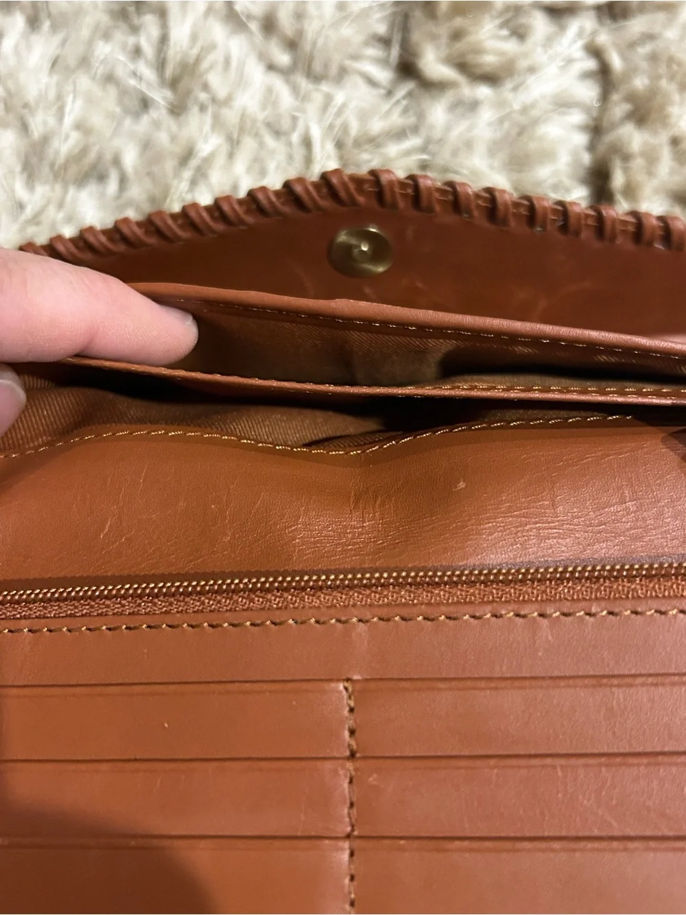 Myra Bag One-of-a-Kind Genuine Hair On Cowhide Envelope Clutch Wallet